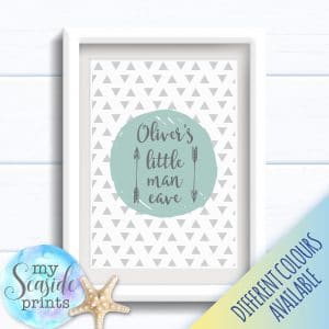Personalised Boy's Nursery or New Baby Print - Little man cave