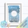 Personalised Boy's Nursery or New Baby Print - Sleeps here moon art print