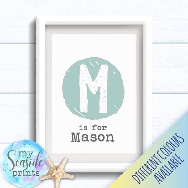 Personalised Boy's Nursery or New Baby Print - Initial spot