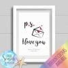 Personalised Couples Print - p.s. I love you personalised gift for valentines day