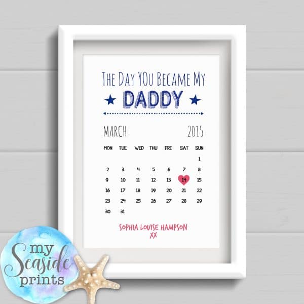 Personalised Father's Day Print - The day you became my Daddy