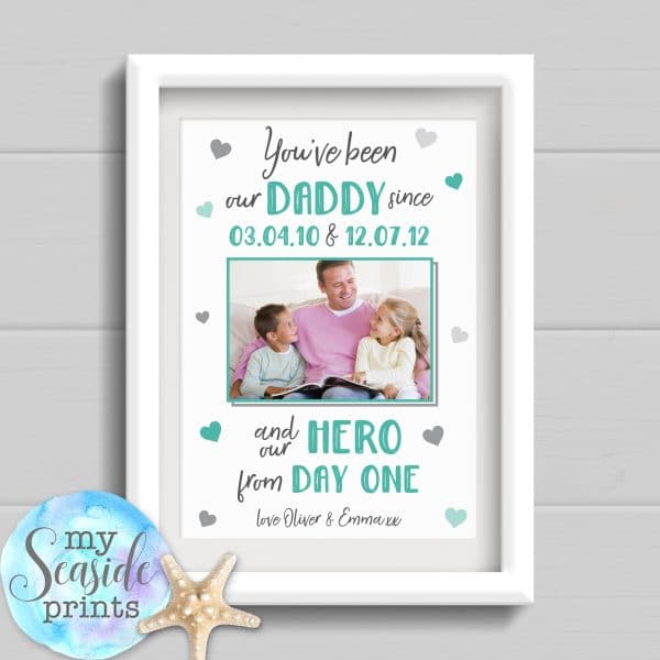 Hero from day one personalised print for dad