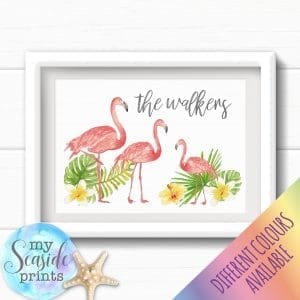 Personalised Family Print - Flamingo family