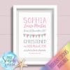 Personalised Baby Girls Typographic Christening Print with Bunting