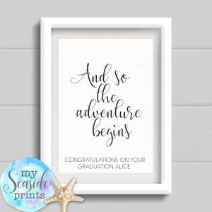 Personalised Graduation Print - And so the adventure begins