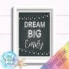 Personalised Girls Name Room Print - Dream big chalkboard