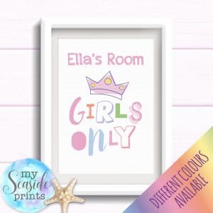 Personalised Girls Only Room Print