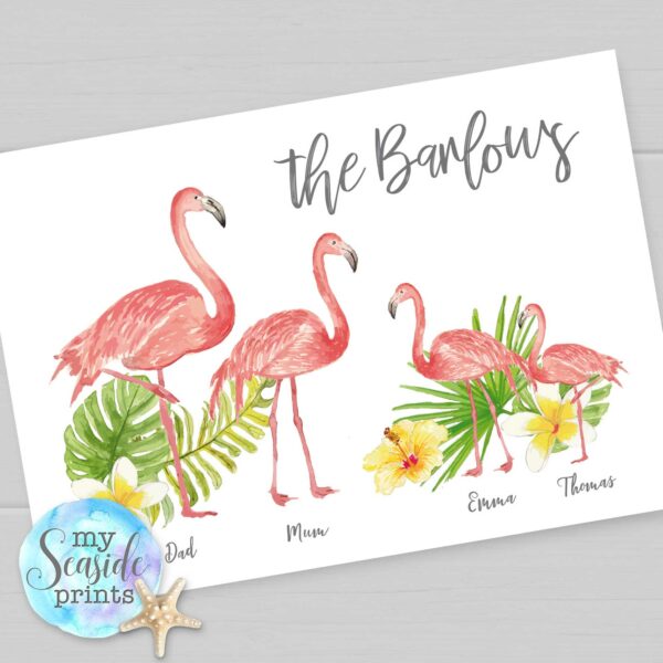 Flamingo Family Personalised Print