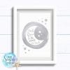 Personalised boys Nursery or New Baby Print - Moon and back in grey
