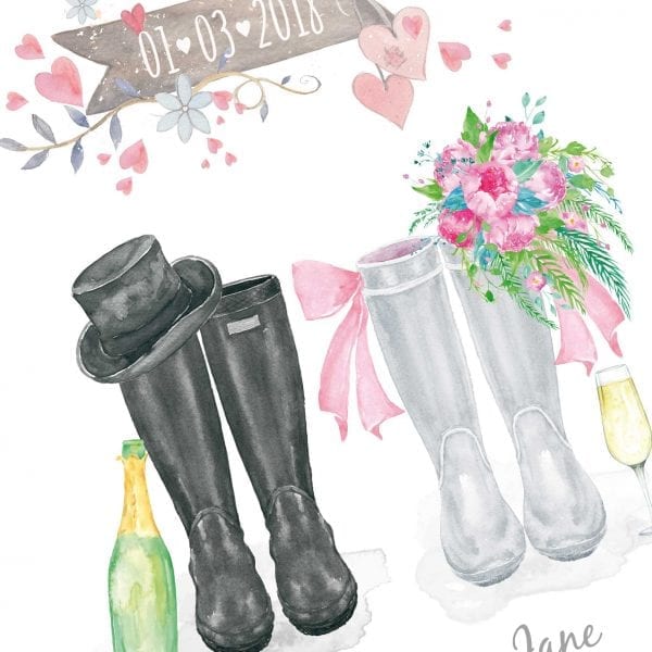 welly boot print for wedding gift