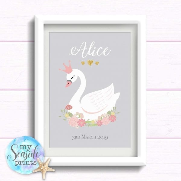 grey swan print for girls bedroom
