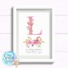 Personalised Girls Nursery Art or New Baby Print - Initial with flowers - Image 3