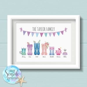 Personalised Family Print - Welly Boot family print