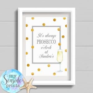 prosecco o'clock personalised birthday print for gift