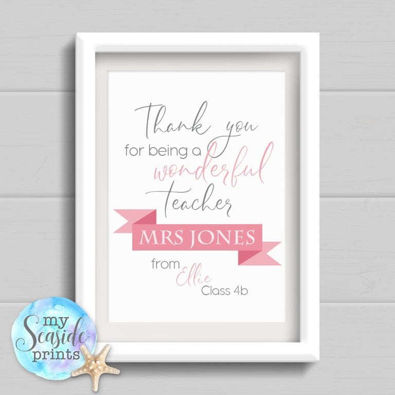 Personalised Teachers Thank You Print - Thank you for being wonderful ...