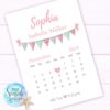 Personalised Girls Nursery or New Baby Print - Calendar - Image 4