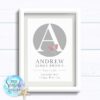 Personalised Baby Boy Print or New Baby Print - Initial spot with tiger - Image 5