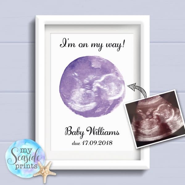 Personalised Baby Scan Print - I'm on my way! baby shower gift