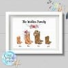 Family cowboy boots personalised print for country music lovers