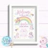 Personalised Girls Nursery Print or New Baby Gift - Baby Unicorns and Rainbows