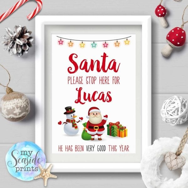 Personalised Santa Please Stop Here Sign for boy or girl