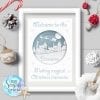 Personalised Family Christmas print - Christmas village scene