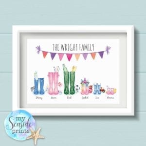 welly boot family print