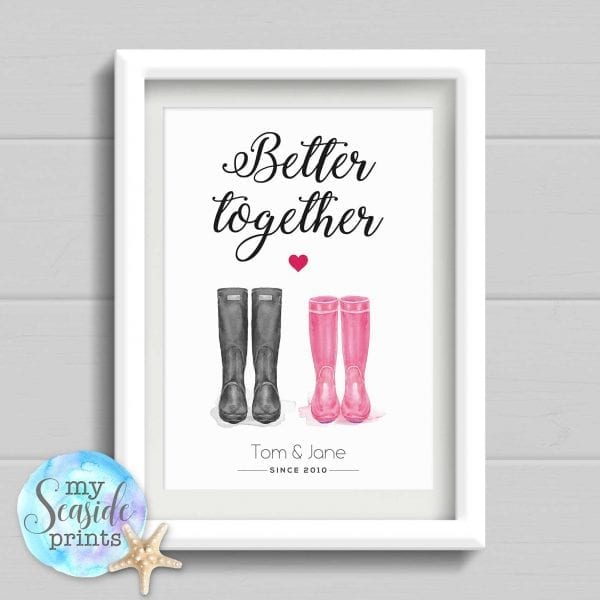 Better together welly boot personalised print