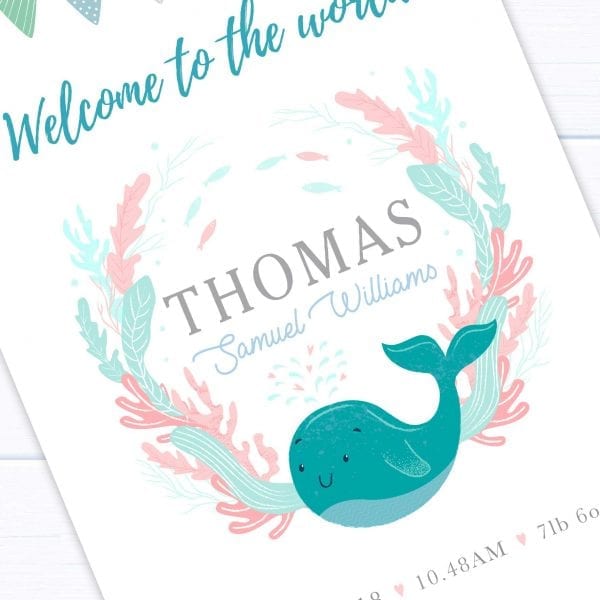 Personalised Gift for Baby Boy - Under the Sea Whale