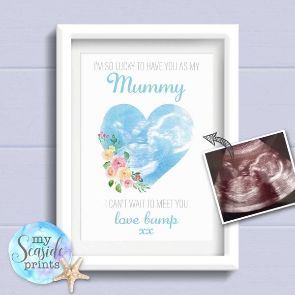 Personalised Baby Shower Gift for Mum to be - I can't wait to meet you in blue