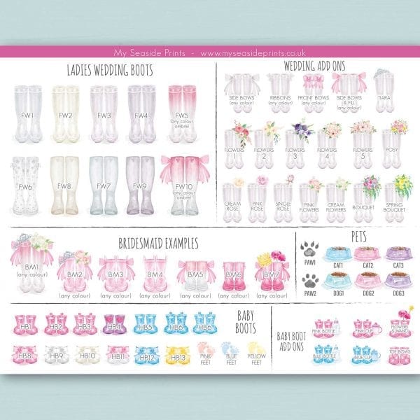 ladies and bridesmaids wedding wellington boot options for welly boot personalised prints