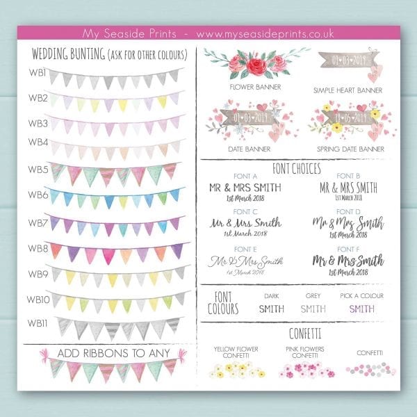 bunting, flower bunting choice for welly wedding prints