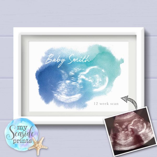 Baby scan personalised print for baby shower