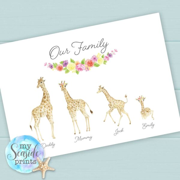 giraffe family print
