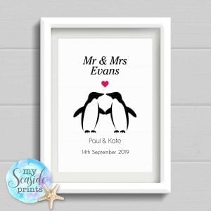 penguin wedding print