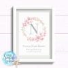 Gift for Baby Girl. Personalised Pretty Cherry Blossom Print with Name and birth details.