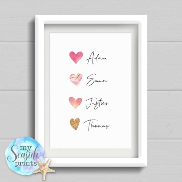 Heart Family Personalised Print