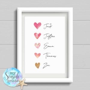 Heart Family Personalised Print