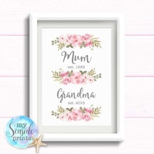 Personalised Floral print for mum and grandma