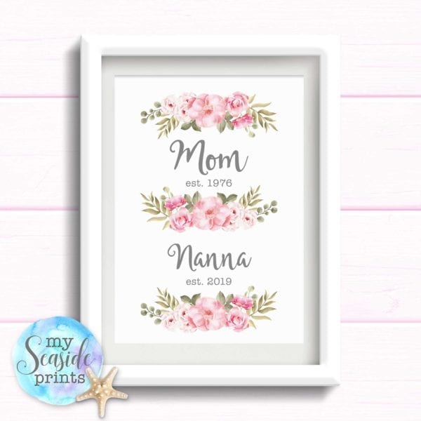 Personalised Floral print for mum and grandma