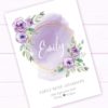 Personalised Purple Nursery Print with flowers - Image 3