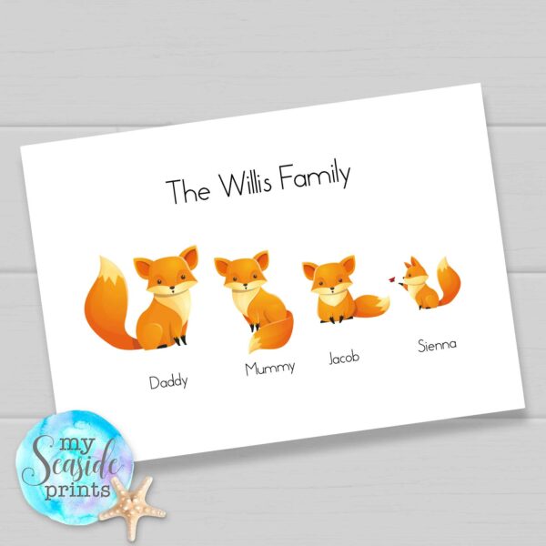 fox family personalised print