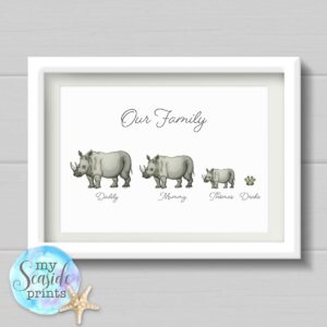 Rhino Family Personalised Print