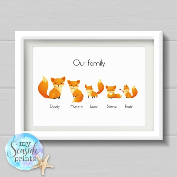 fox family personalised print