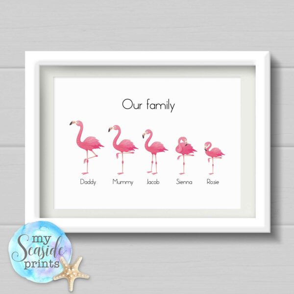Flamingo family personalised print