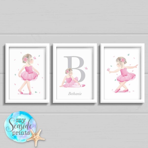 Set of 3 Ballerina prints with name