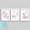 Set of 3 Pastel Dinosaur prints for baby girls bedroom or nursery