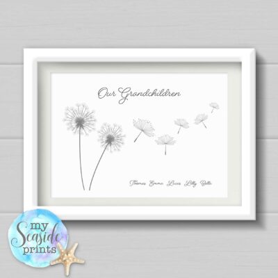 dandelion flower family print