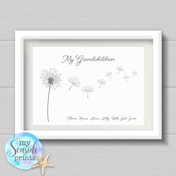 dandelion flower family print