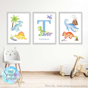 Set of 3 dinosaur prints for boys nursery